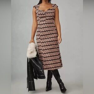 NWT Maeve by Anthropologie Cecily Fit & Flare Sweetheart Geometric Dress Size 1X